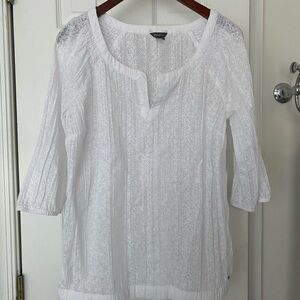 Eddie Bauer White Sheer Blouse women’s size XS